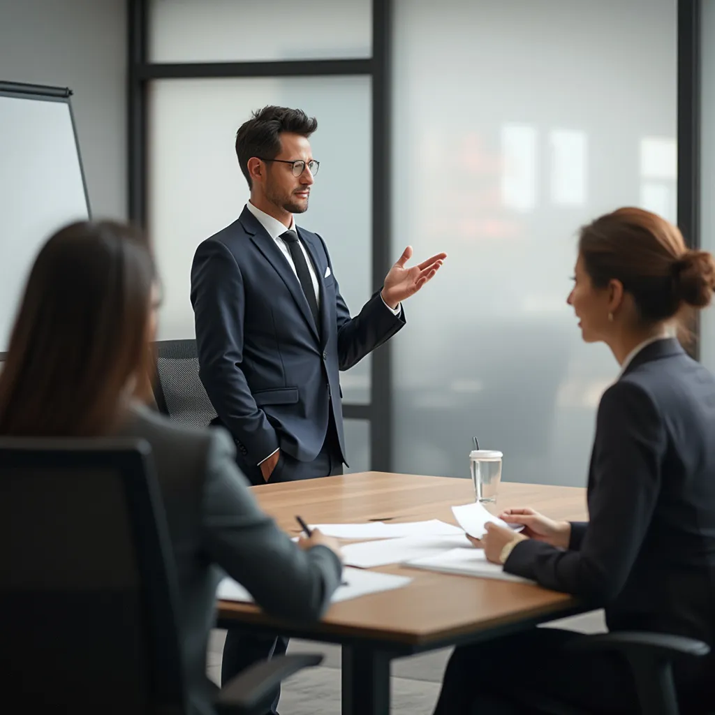 Equipo de EmpresaForma en una sesión de brainstorming intensivo